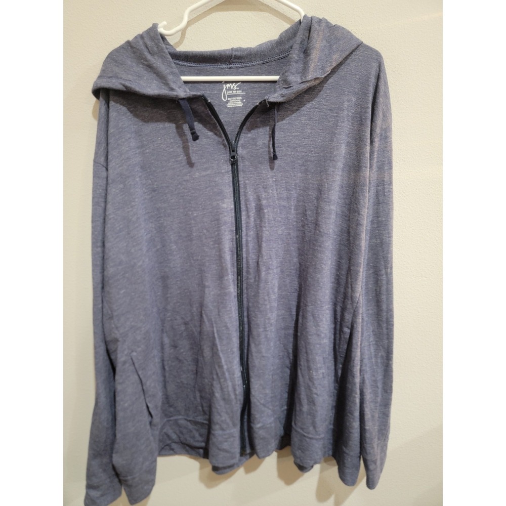 Just My Size JMSโ Blue Hoodie Women's 3X 22W-24W Full-Zip SlubCotton Lightweight